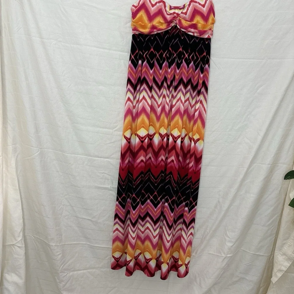 Bisou Bisou Maxi Dress 10 Pink Zig Zag Sundress Braided Y2K‎ Beach Pink Whimsy
